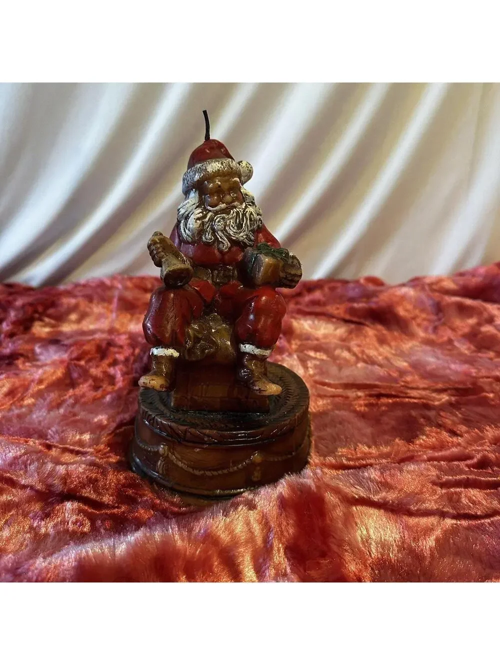 Vintage Hard Wax Santa Christmas Candle Decor  Kitsch